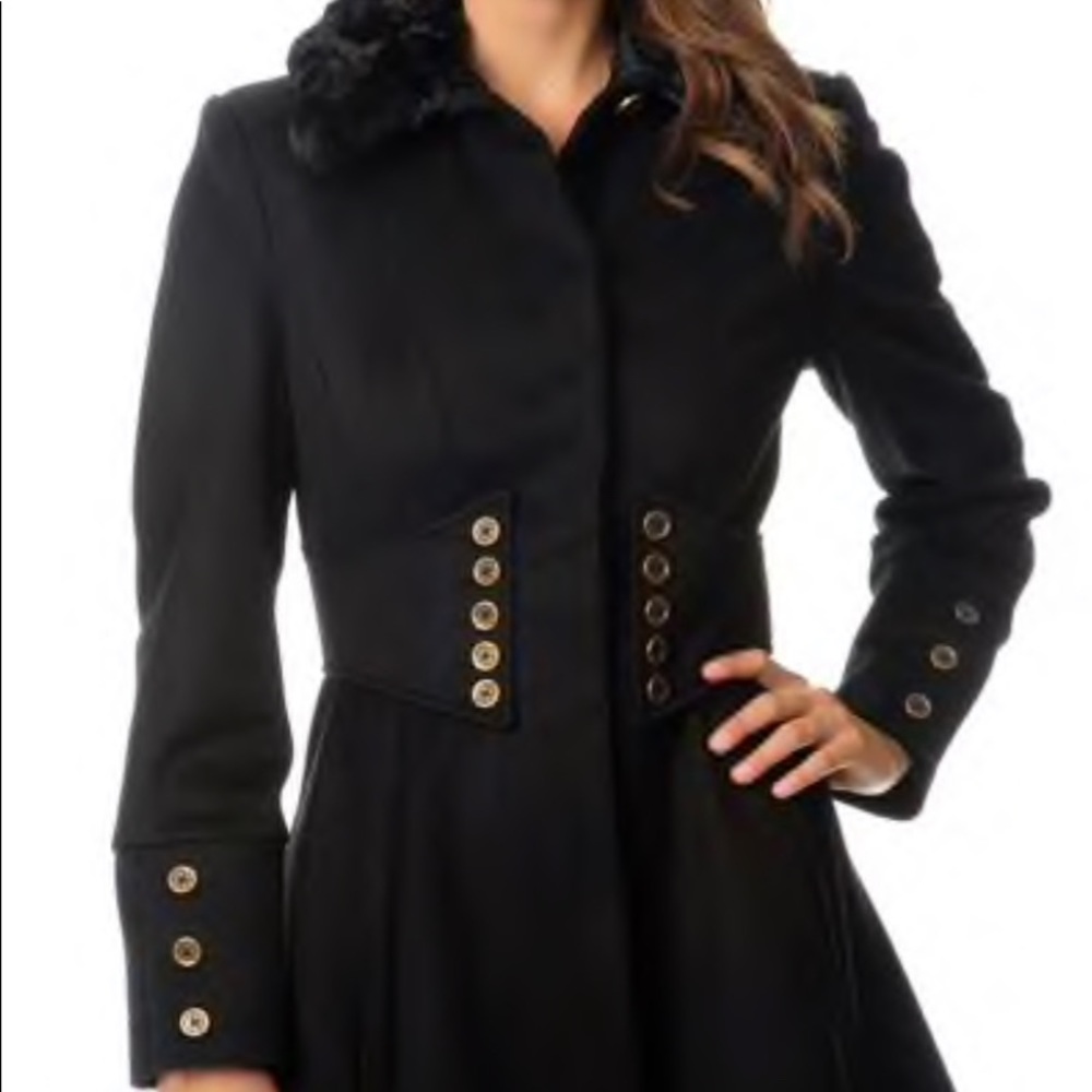 Wool-Blend Corset Flared Coat (plus size)